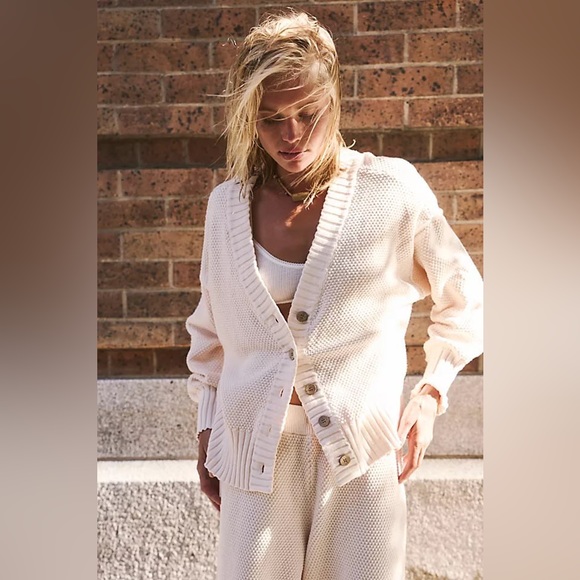 FREE PEOPLE Hailee Cardi  Set - Powder Sand 🎉 NWOT - Picture 6 of 15